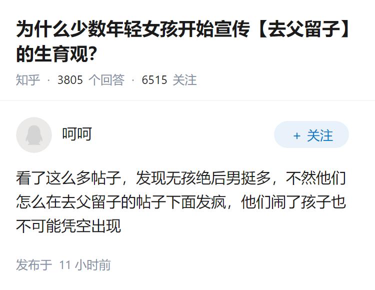 为什么少数年轻女孩开始宣传【去父留子】的生育观？
