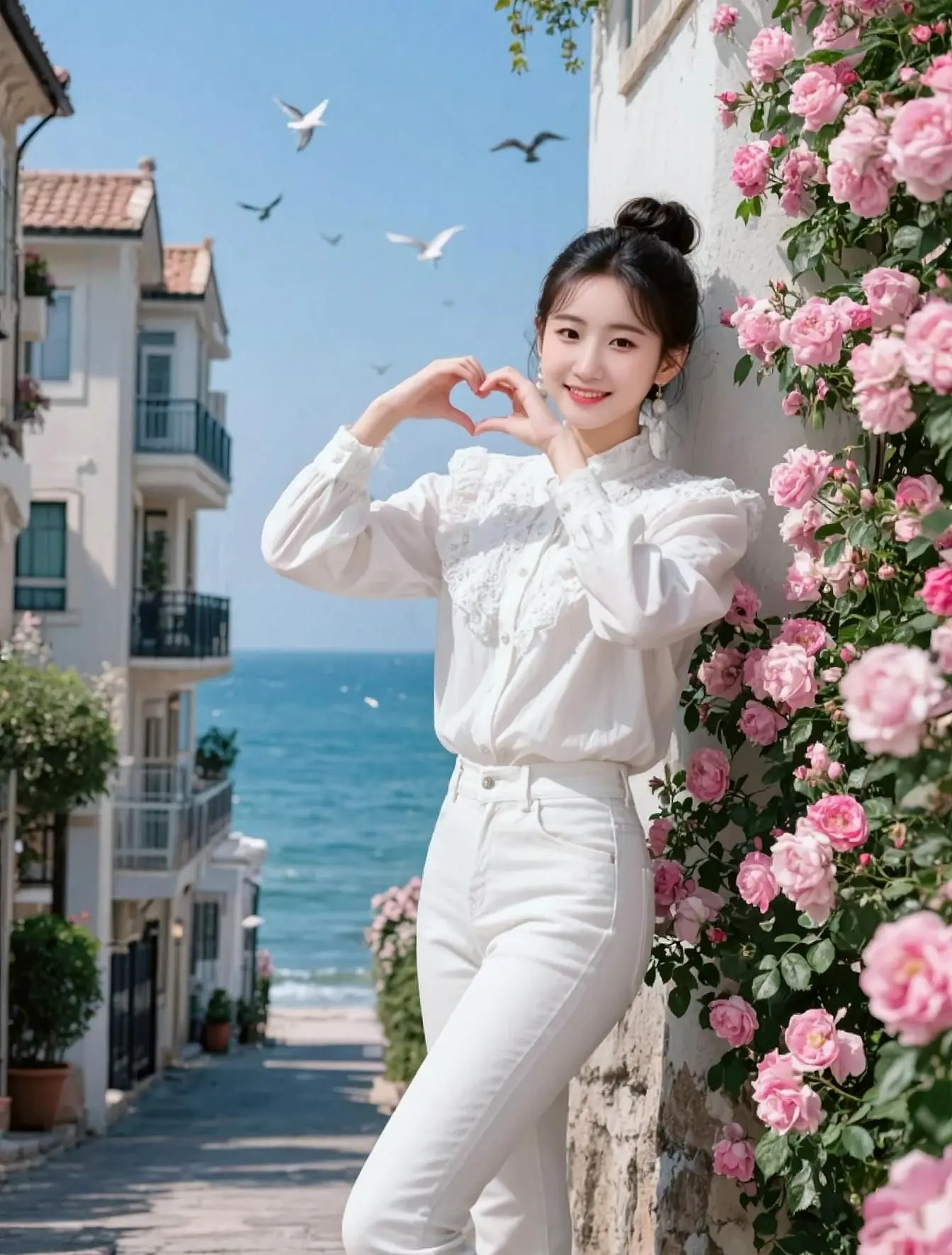 AI海边蔷薇写真 随变ai随便玩