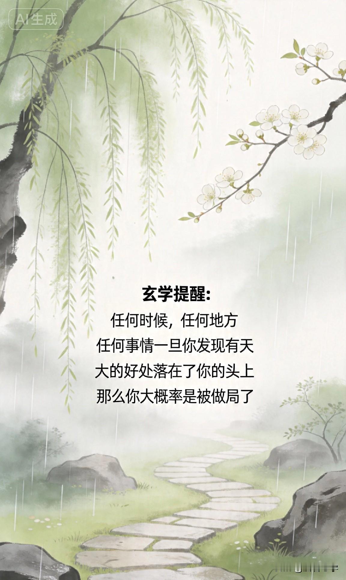 玄学提醒：任何时候，任何地方，任何事情一旦你发现有天大的好处落在了你的头上，那么