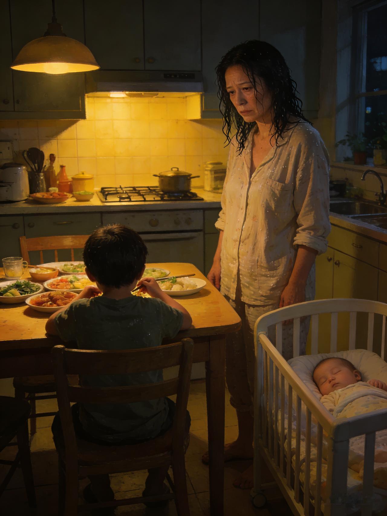 无声的母爱，独自消化的心酸
 
忙完一天，等孩子到八点半。
热腾腾的饭菜上桌，我