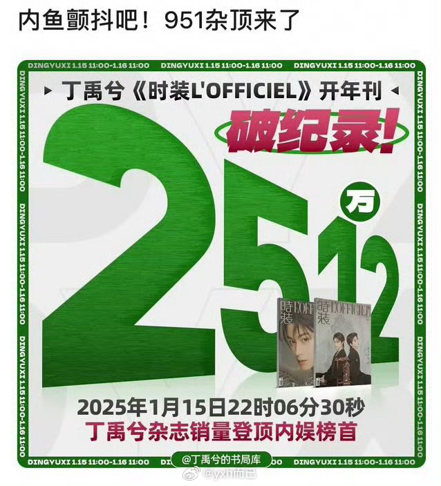 丁禹兮厉害！！！！超了杂志第一王一博？？？？ 
