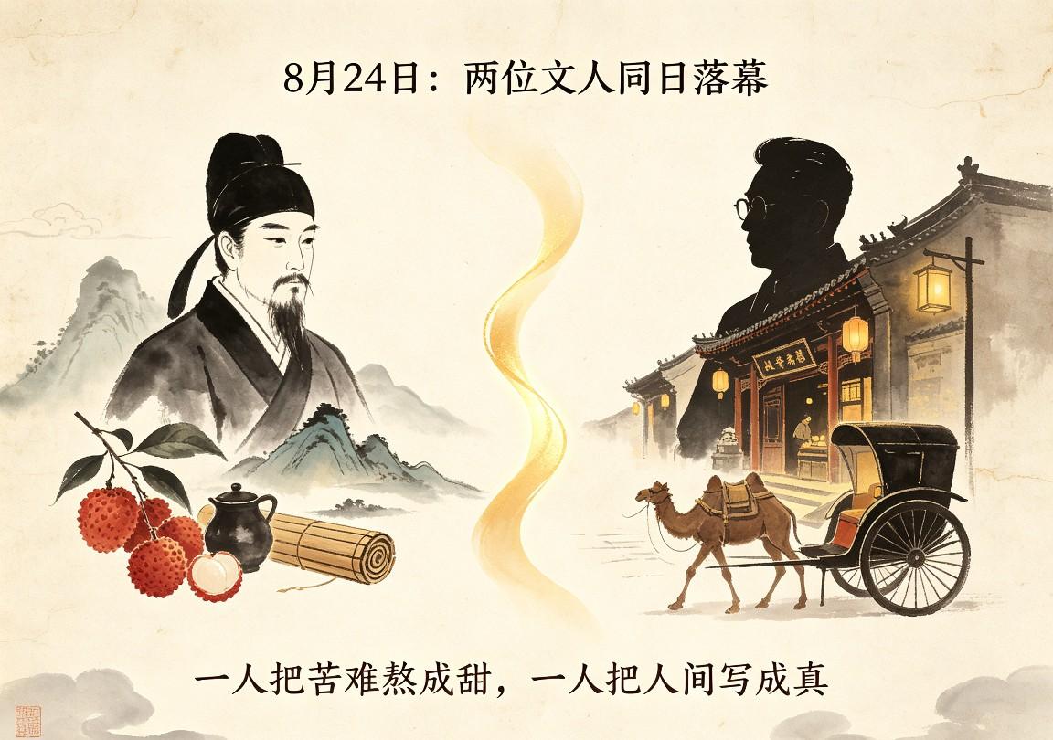 8月24日：两位文人同日落幕！一人把苦难熬成甜，一人把人间写成真

相隔865年