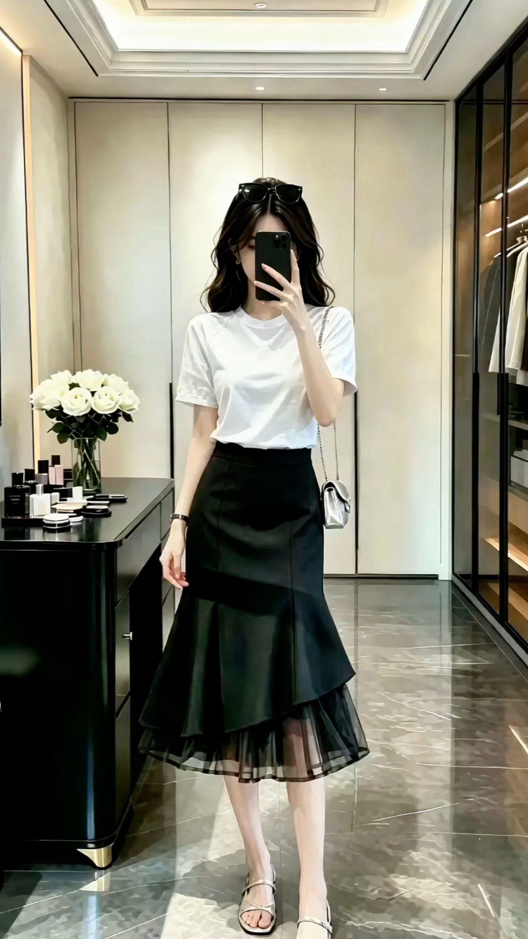 今日份极简穿搭 女性穿搭ootd穿搭 穿搭没有公式 鱼尾半身裙 穿搭分享