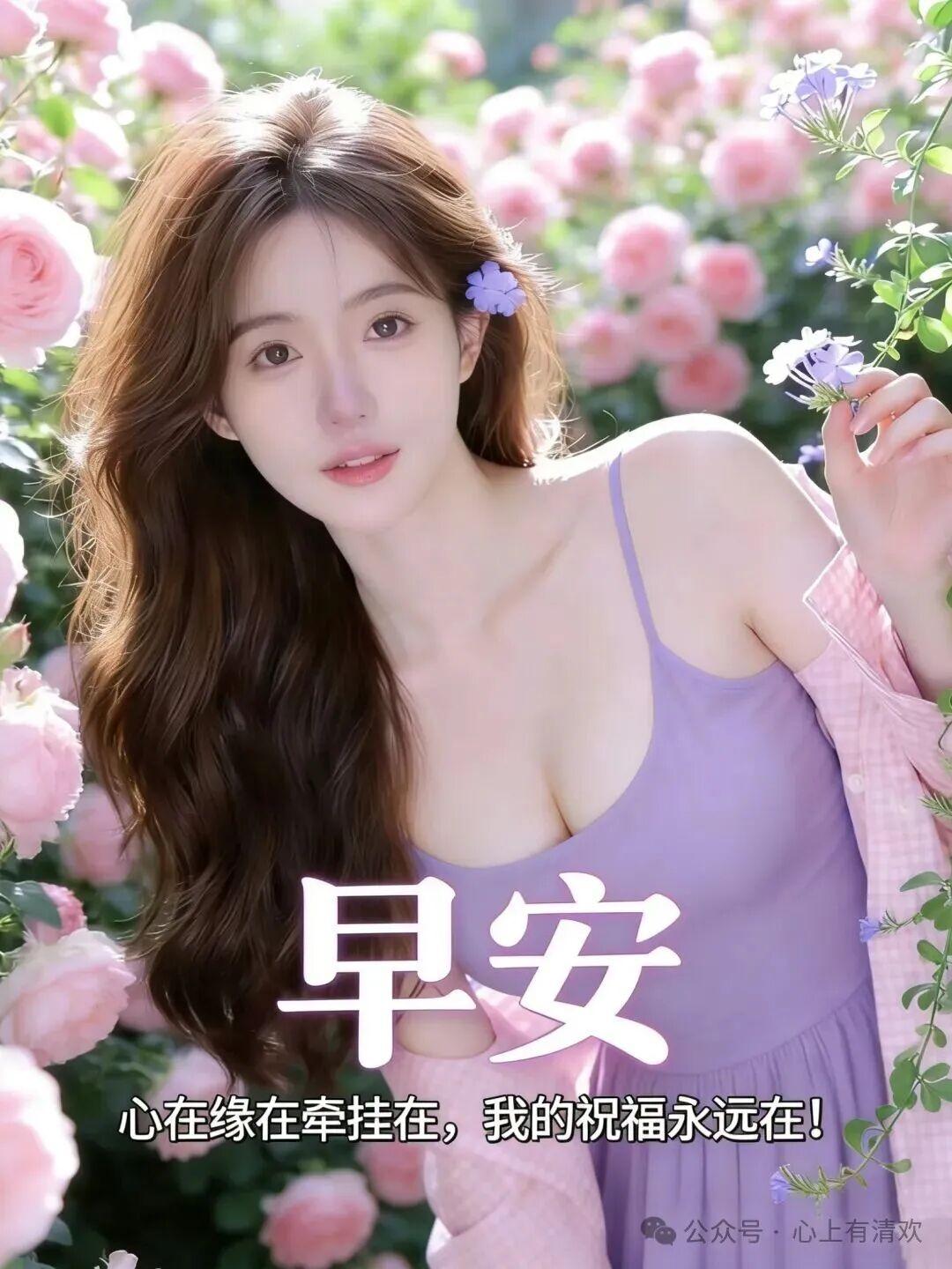 大家早上好，美女早安问候美图