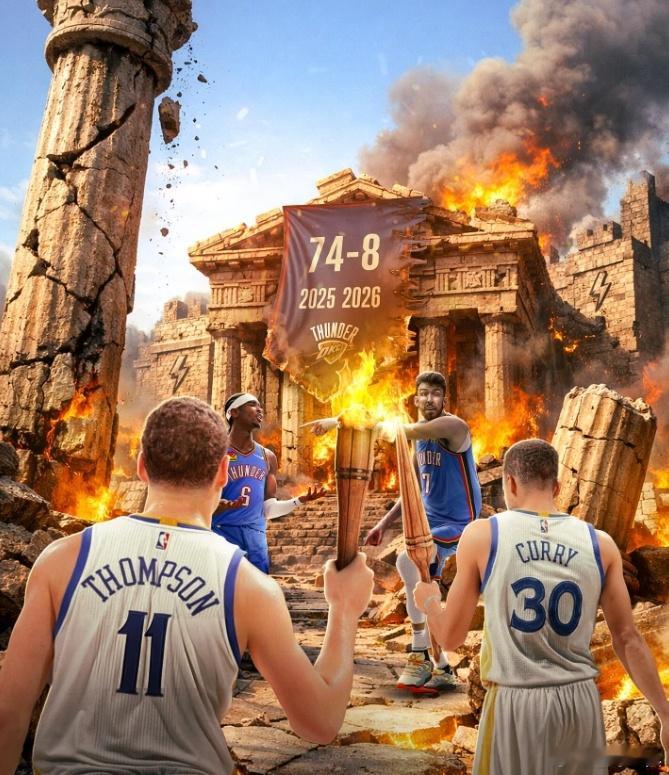 在雷霆负于黄蜂后，他们本赛季仅能再输1场，方有机会打破勇士73胜9负的单季纪录。