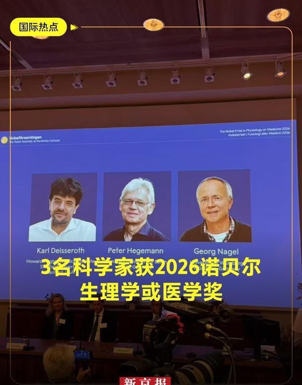 2026诺贝尔生理学或医学奖公布
据新华社，瑞典卡罗琳医学院5日宣布，3名科学家