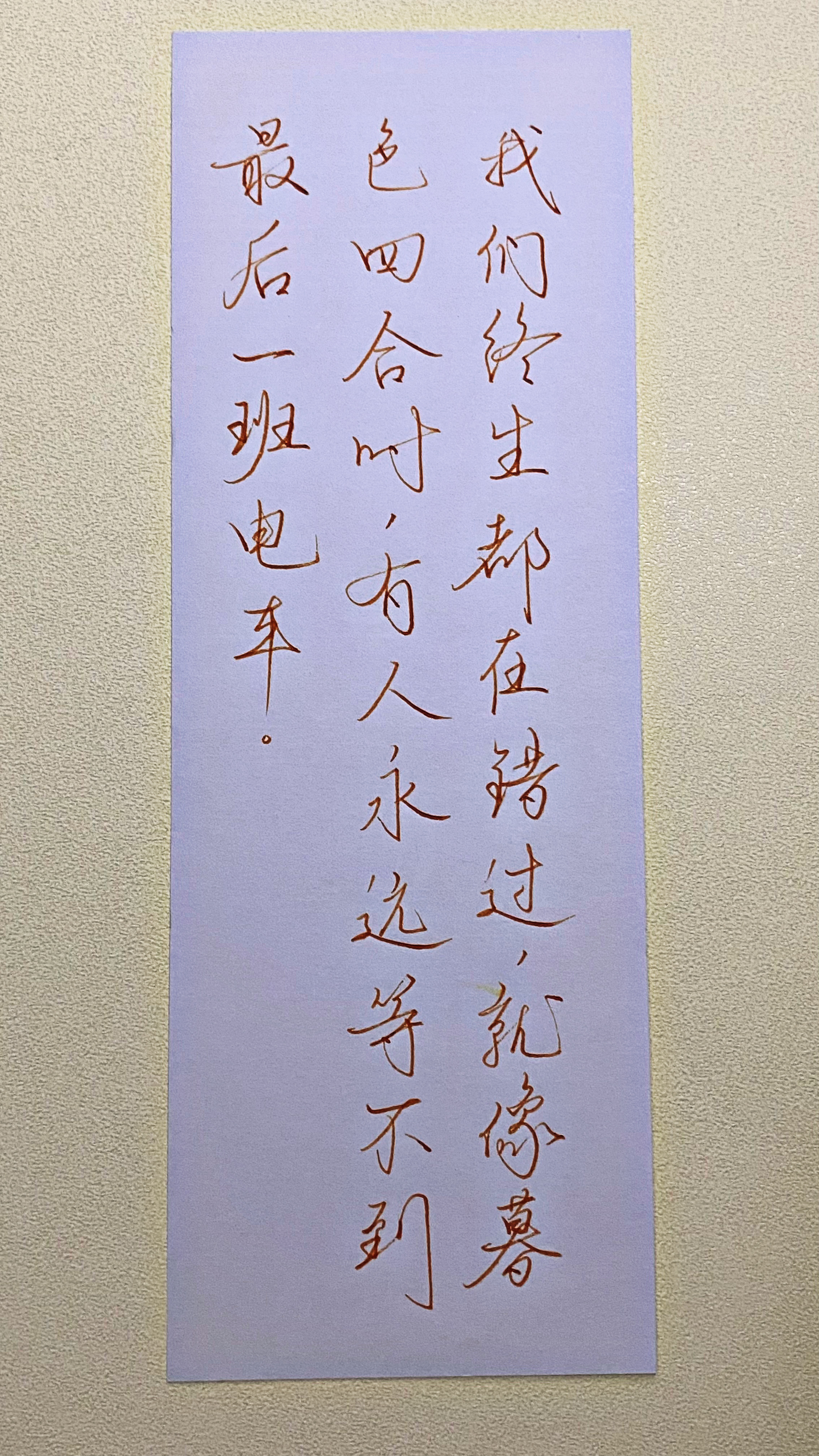 今日作业（2026.8.15）我们终生都在错过，就像暮色四合时，有人永远等不到最