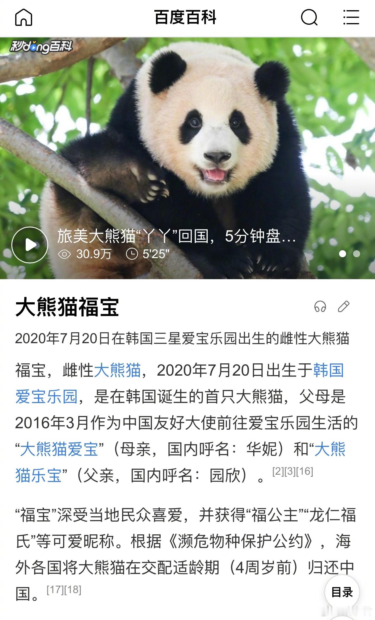韩国人发起“请中国归还福宝”的请愿。韩国人气偶像熊猫福宝4月返回中国后，现在韩国