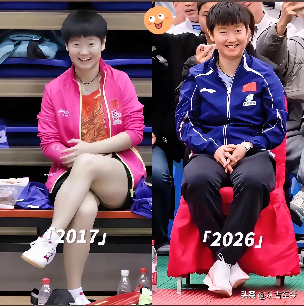 🔥绝了！
孙颖莎2017-2026对比照火了！
近十年一点没变！

     
