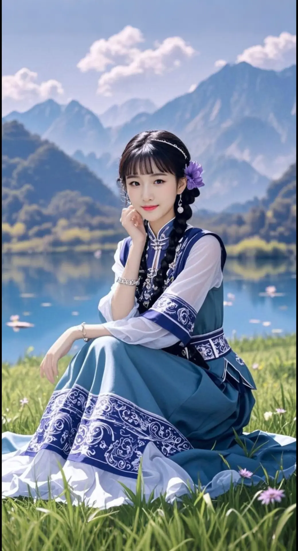 AI扩图 AI草原紫韵佳人