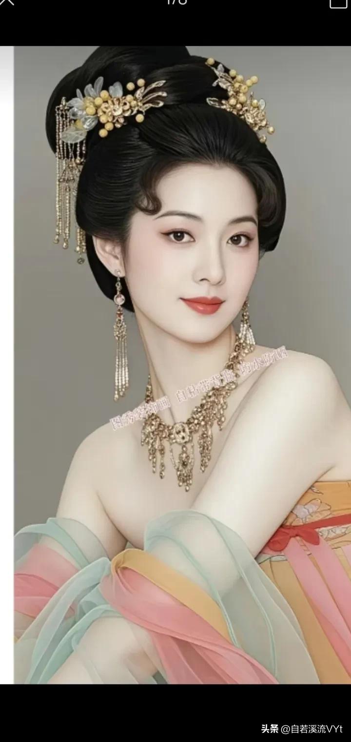 水仙子·唐妆
 
金钗高挽鬓如云，
珠串垂摇映玉人。
罗衣轻染烟霞韵，
嫣然含浅