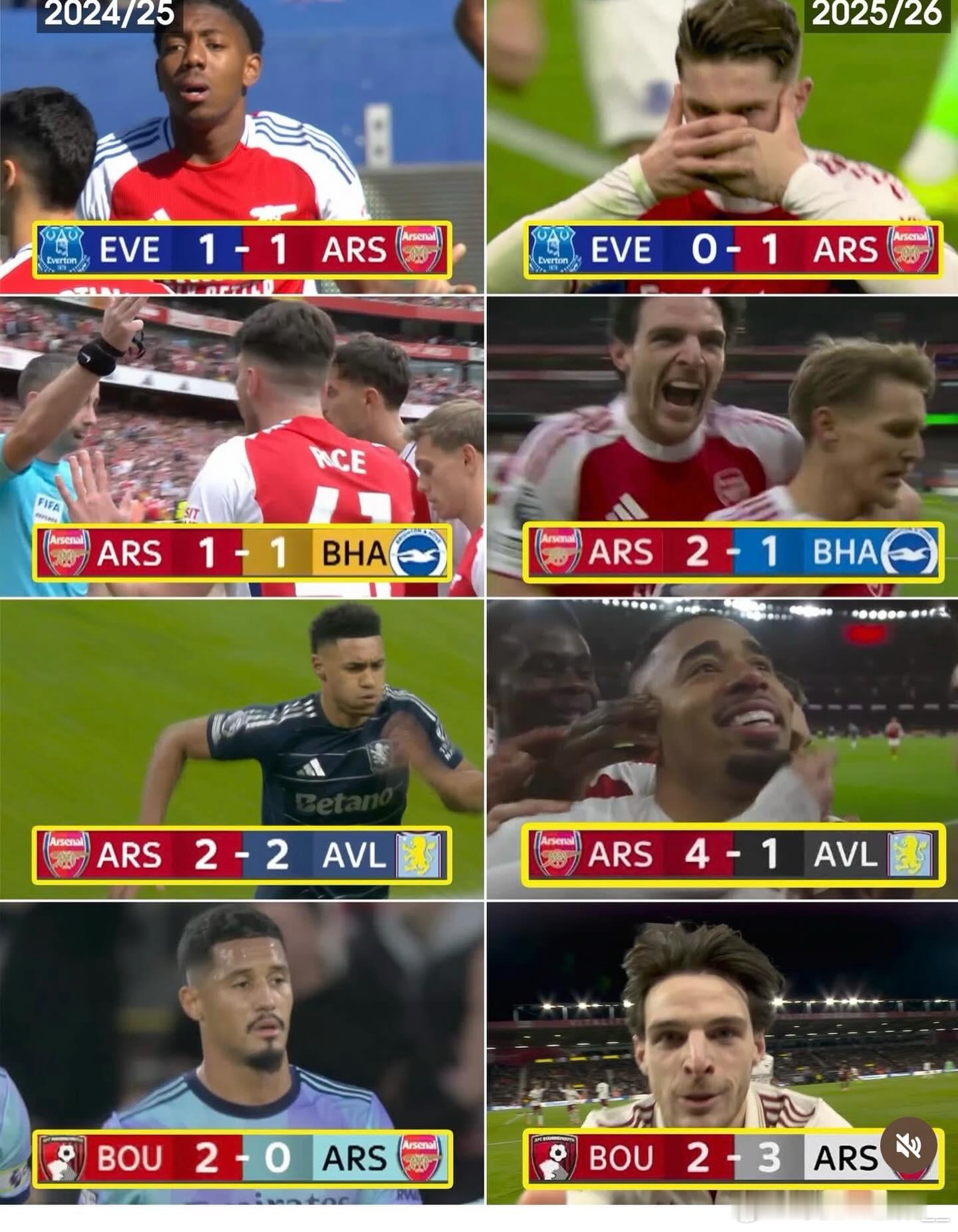 8场丢16分→4连胜！阿森纳上季面对维拉等4队8场仅1胜，如今4连胜稳定建队和耐