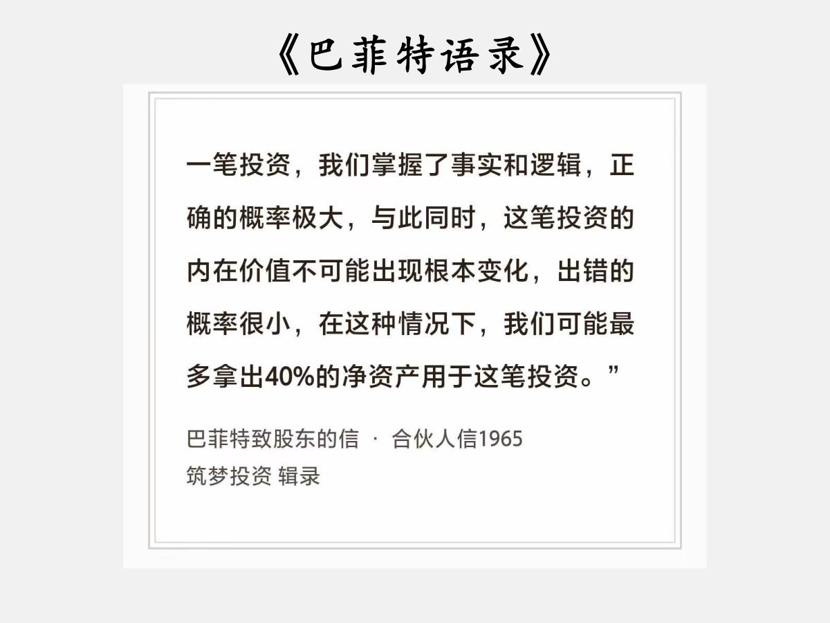 No.239 股神巴菲特谈“仓位上限”

巴菲特曰：“一笔投资，我们掌握了事实和