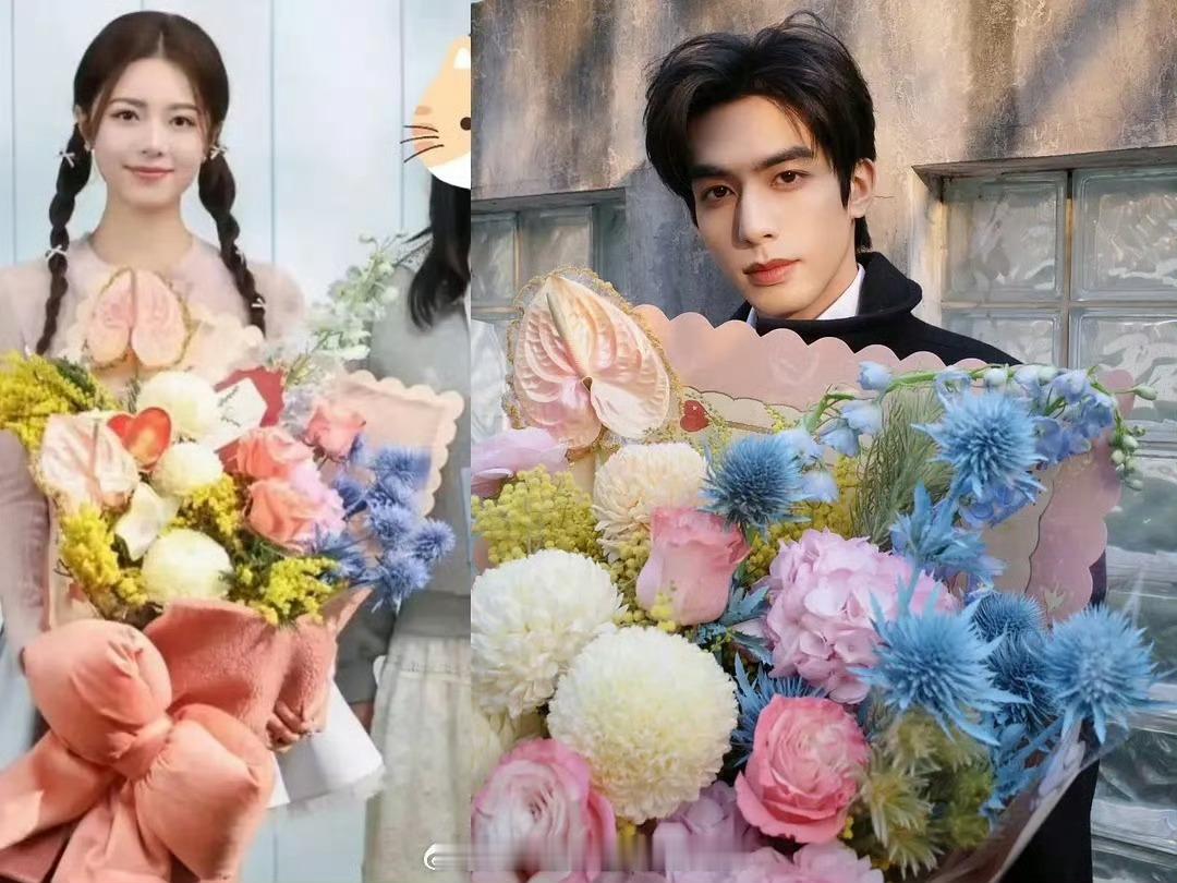 宋威龙赵今麦抱的是同一款花，宋威龙工作室情人节营业，cp粉发现和赵今麦之前抱的是