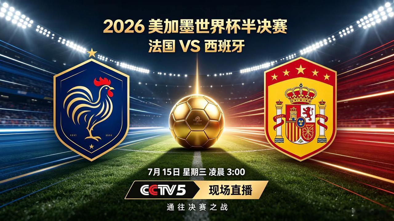 2026美加墨世界杯-半决赛，7月15日赛程

日期：07月15日(星期三)
世