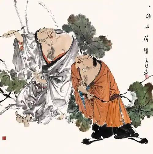 上联：和合二圣擎荷去
下联：[比心]

网络图片/诚谢侵删