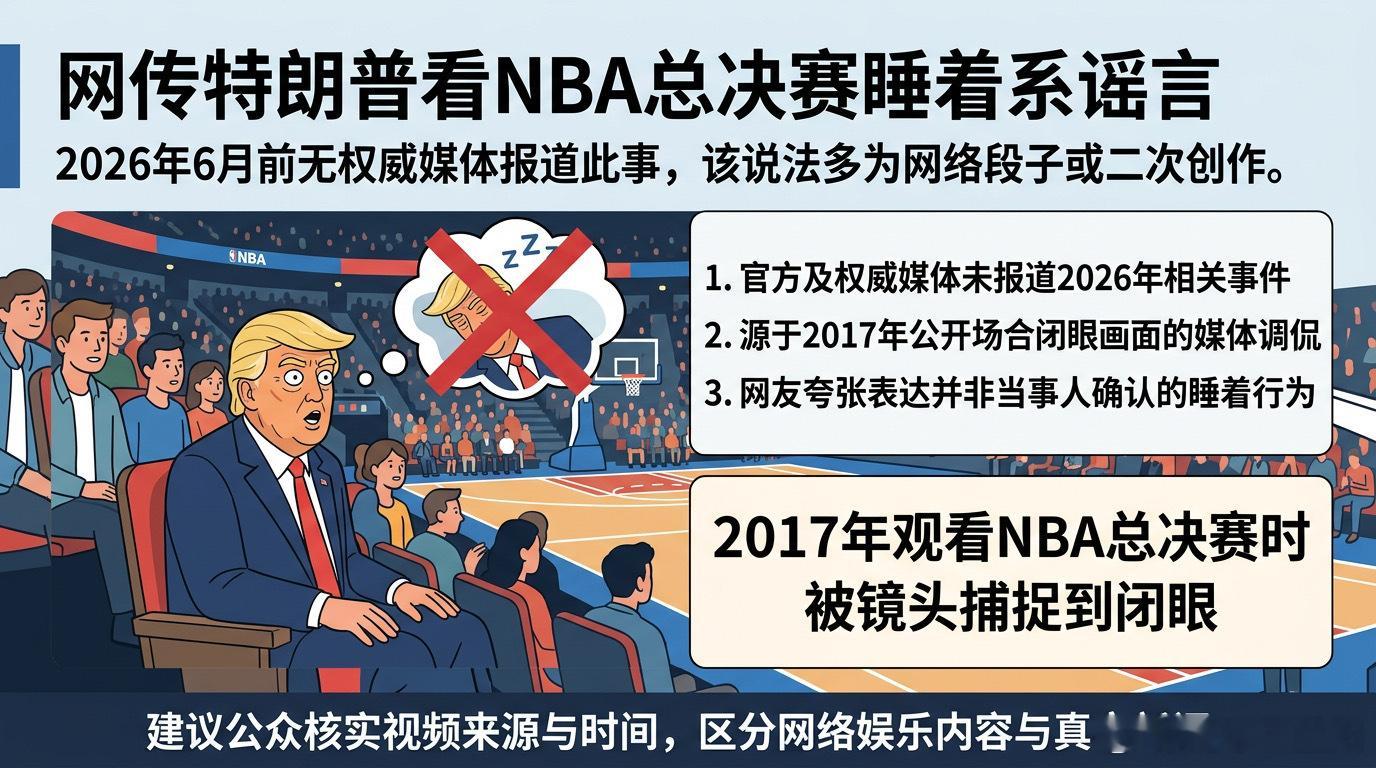 木有睡着……只是偶尔神游而已！场上的球员们都小点声！特朗普看NBA总决赛睡着了