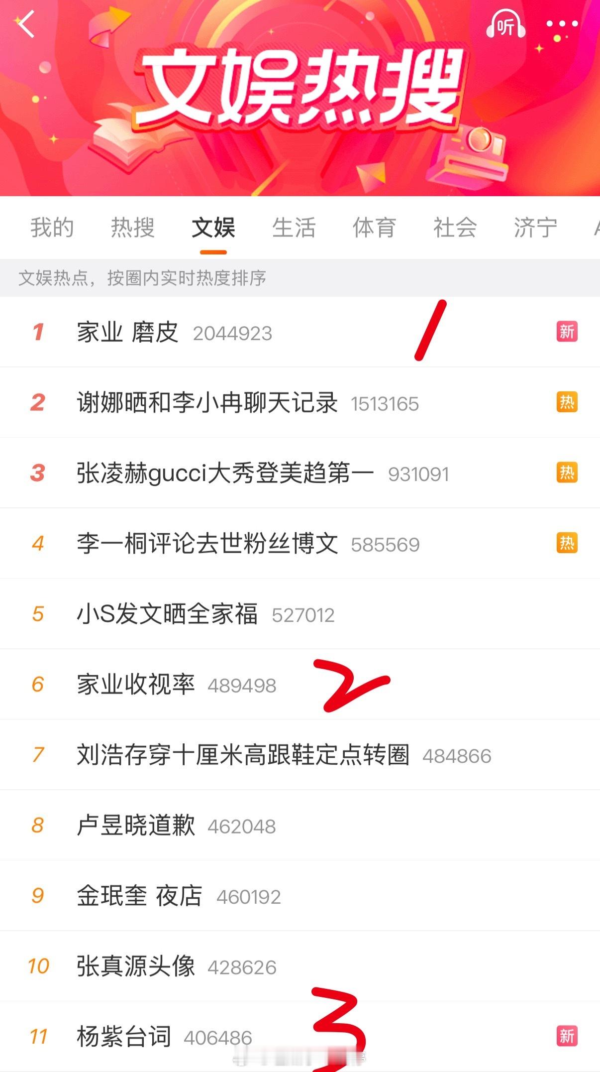 杨紫家业现在有11个热搜在榜
