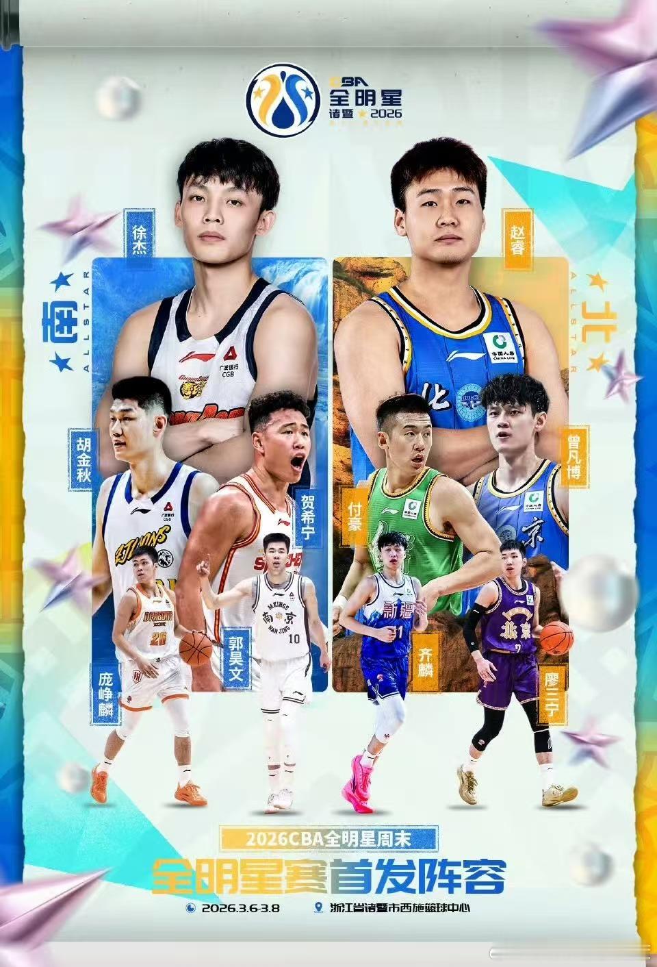 恭喜大付CBA全明星 CBA2026全明星首发出炉