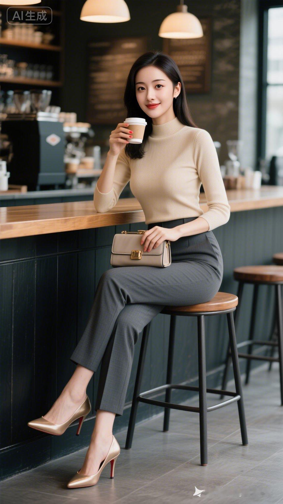 优雅咖啡馆，时尚穿搭，享受美好时光！
