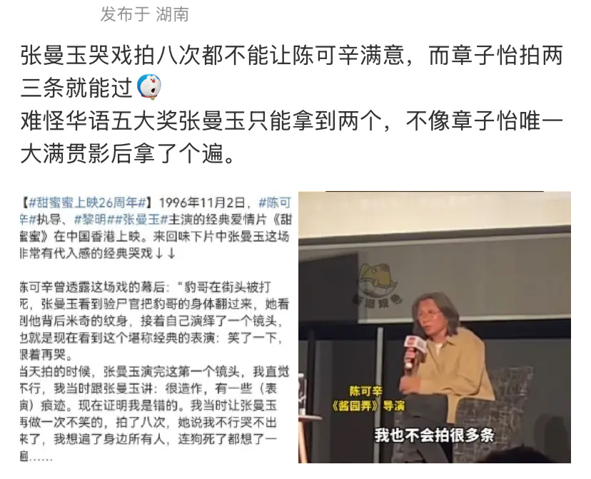 第一次见有人质疑张曼玉演技的，真是天大的笑话。 ​​​