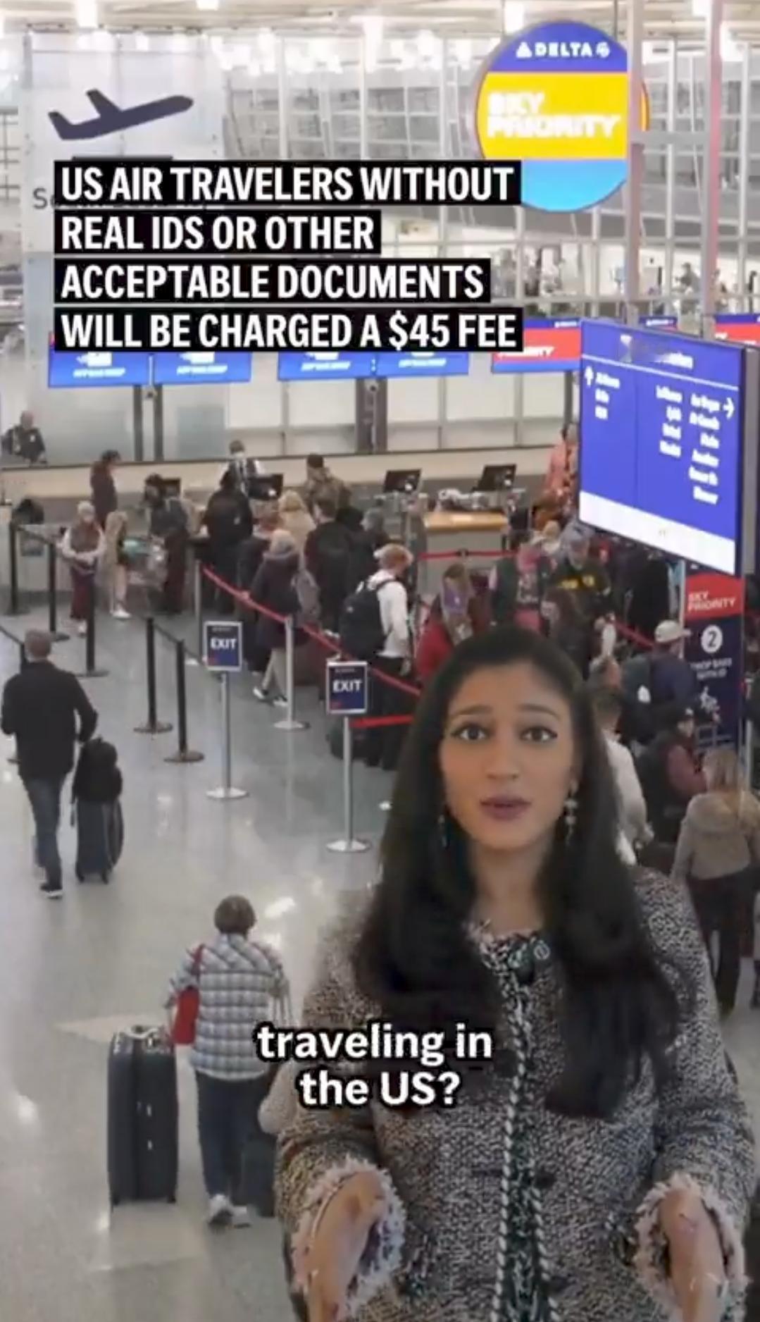 自2月起，美国境内未携带真实身份卡（REAL ID）或护照等其他可接受证件的航空