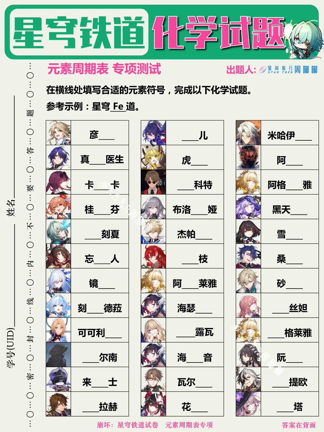 星穹铁道x元素周期表邪修【无料】