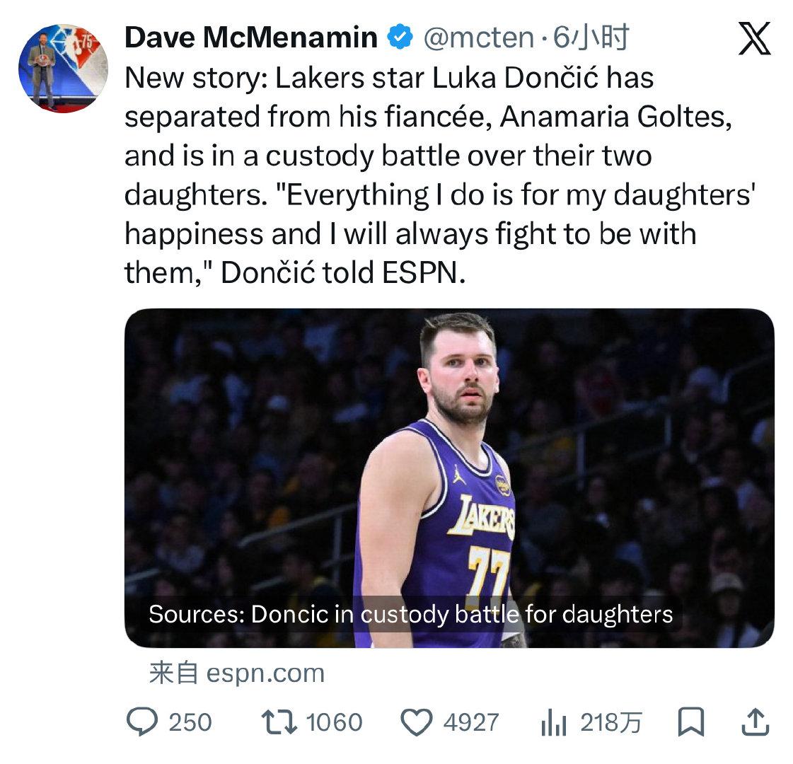 东契奇场外事件才是低迷主因？
大伙应该都记得赛季初段湖人战绩正佳时，东契奇由于喜