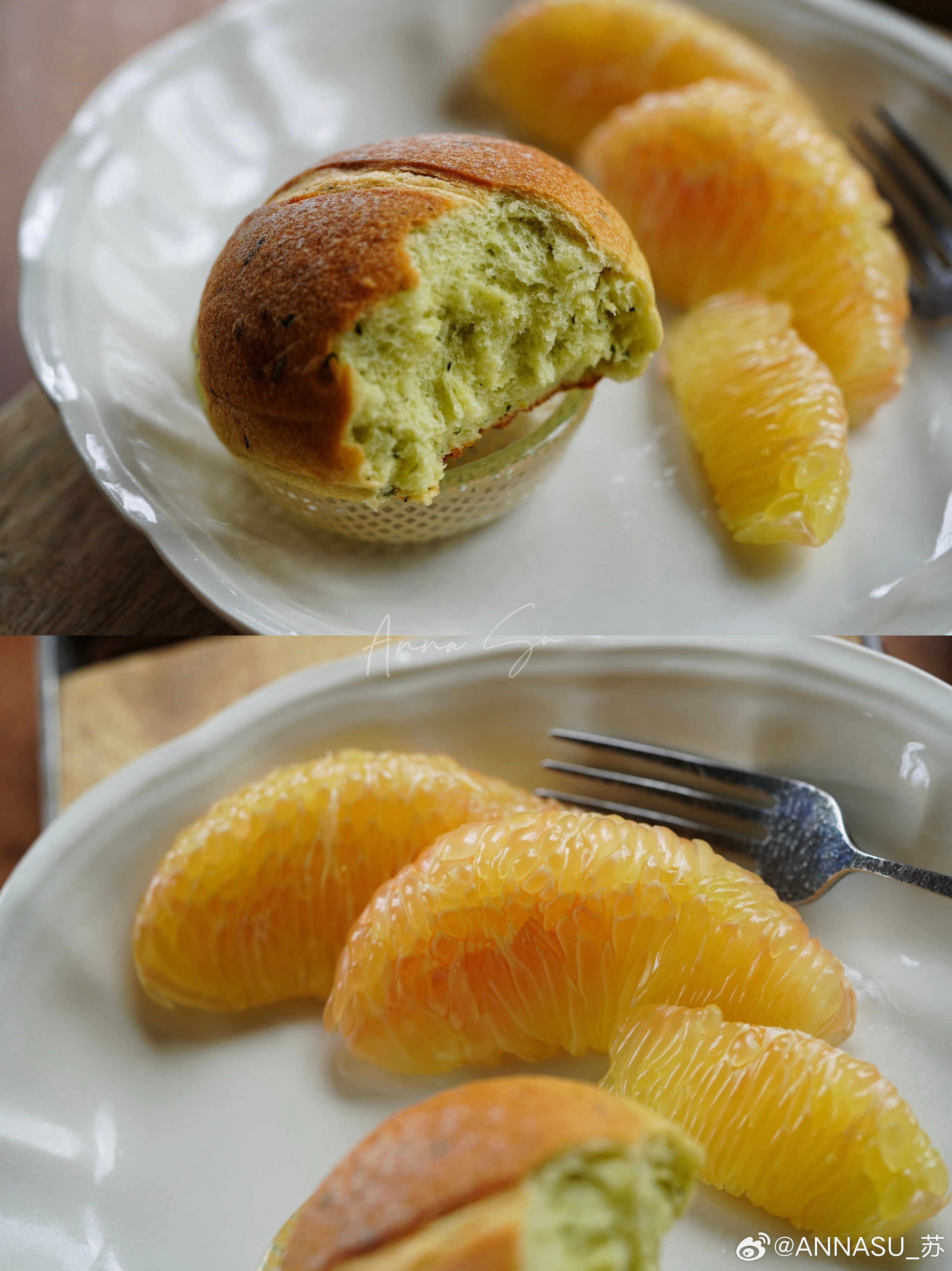 被自己的早餐美到了🍃早安～娜青瓜🥒米面包泰国翡翠红柚子百香果番茄三文鱼扒五黑