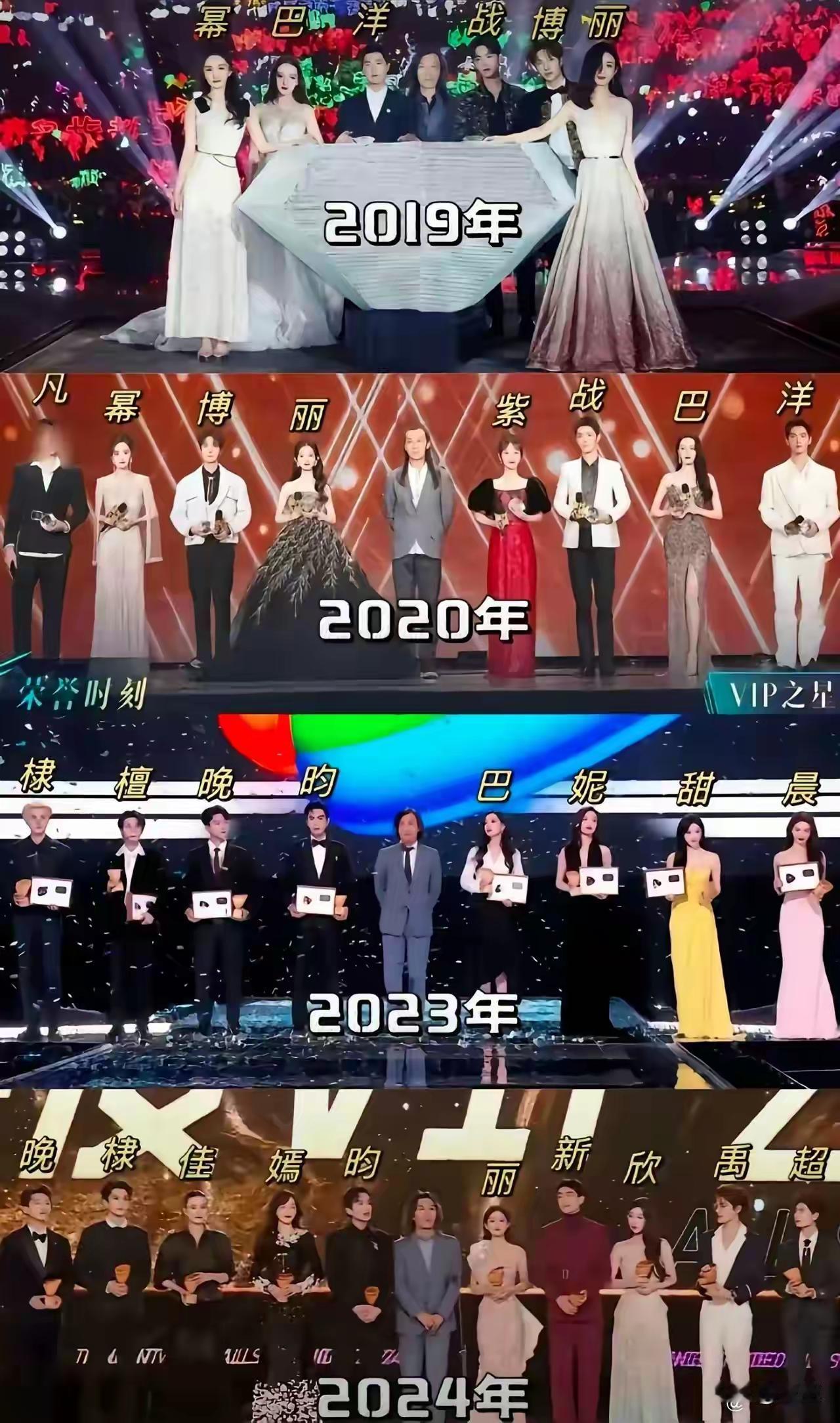 星光大赏真是一年不如一年了
明星质量也跟着直线下滑。
想当年 19 年，肖战王一