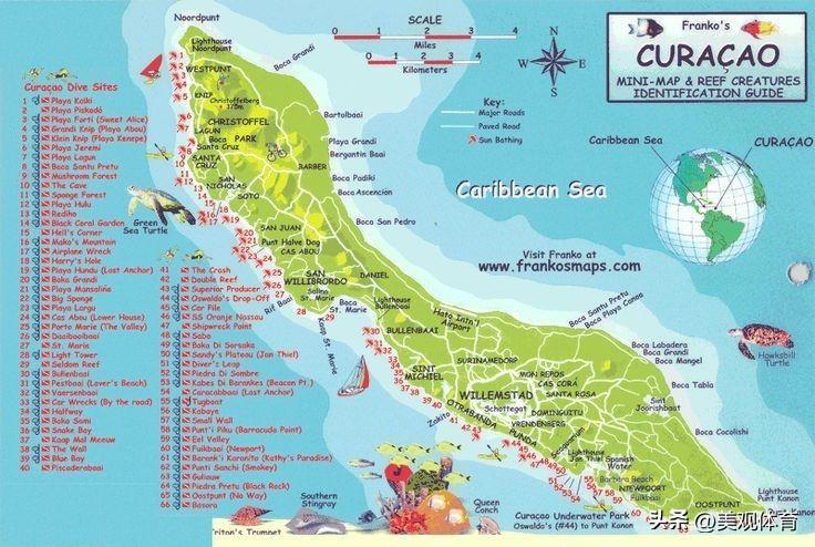 晋级美加墨世界杯的库拉索，令人神往：库拉索是个岛国，岛上有37个海滩，分布在全岛