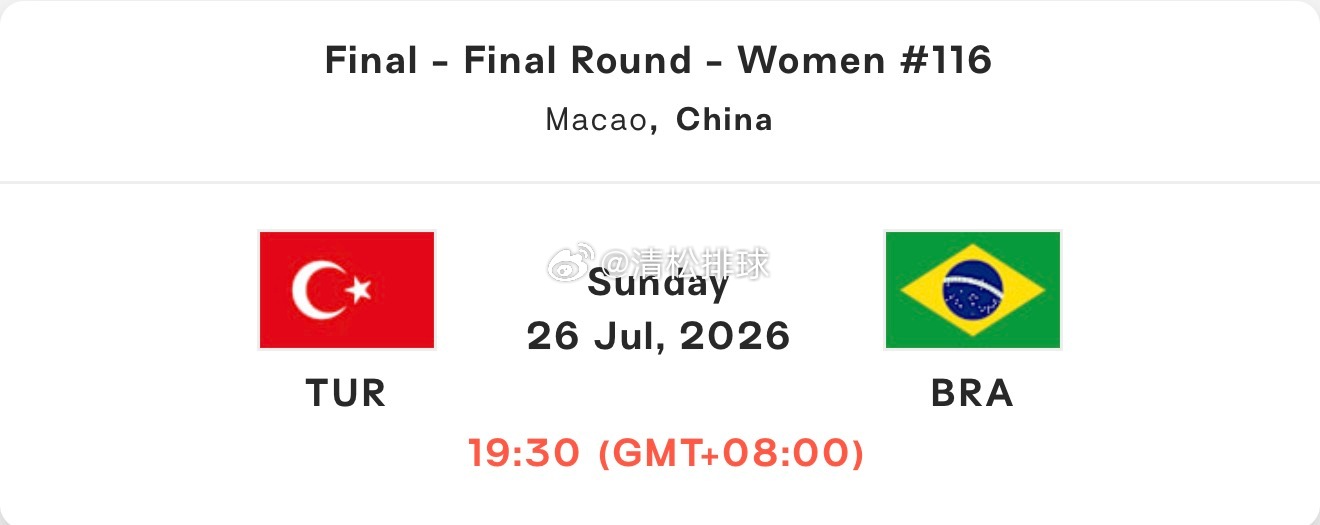【首发阵容】2026年世界女排联赛总决赛冠亚军决赛巴西女排vs土耳其女排首发阵容