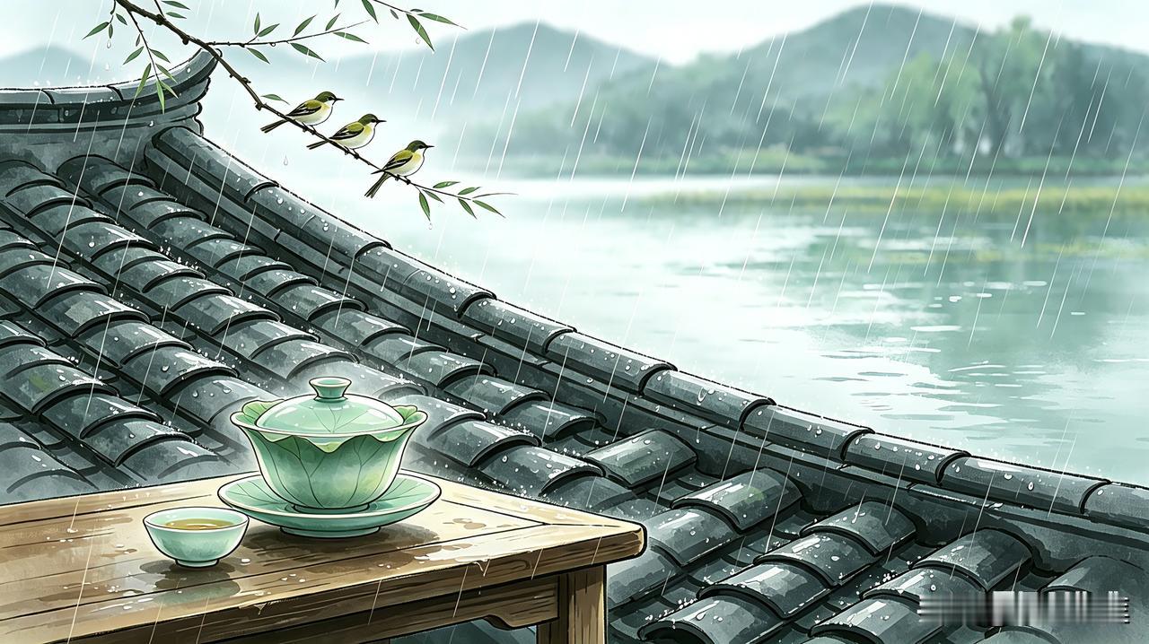 荷叶杯.谷雨轻吟

闷热悄声离去，
清爽，
鸟叽喳。

喜闻小雨落青瓦，
心静，