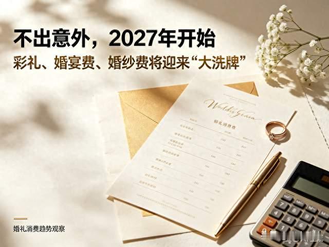不出意外，2027年开始，彩礼、婚宴费、婚纱费将迎来“大洗牌”