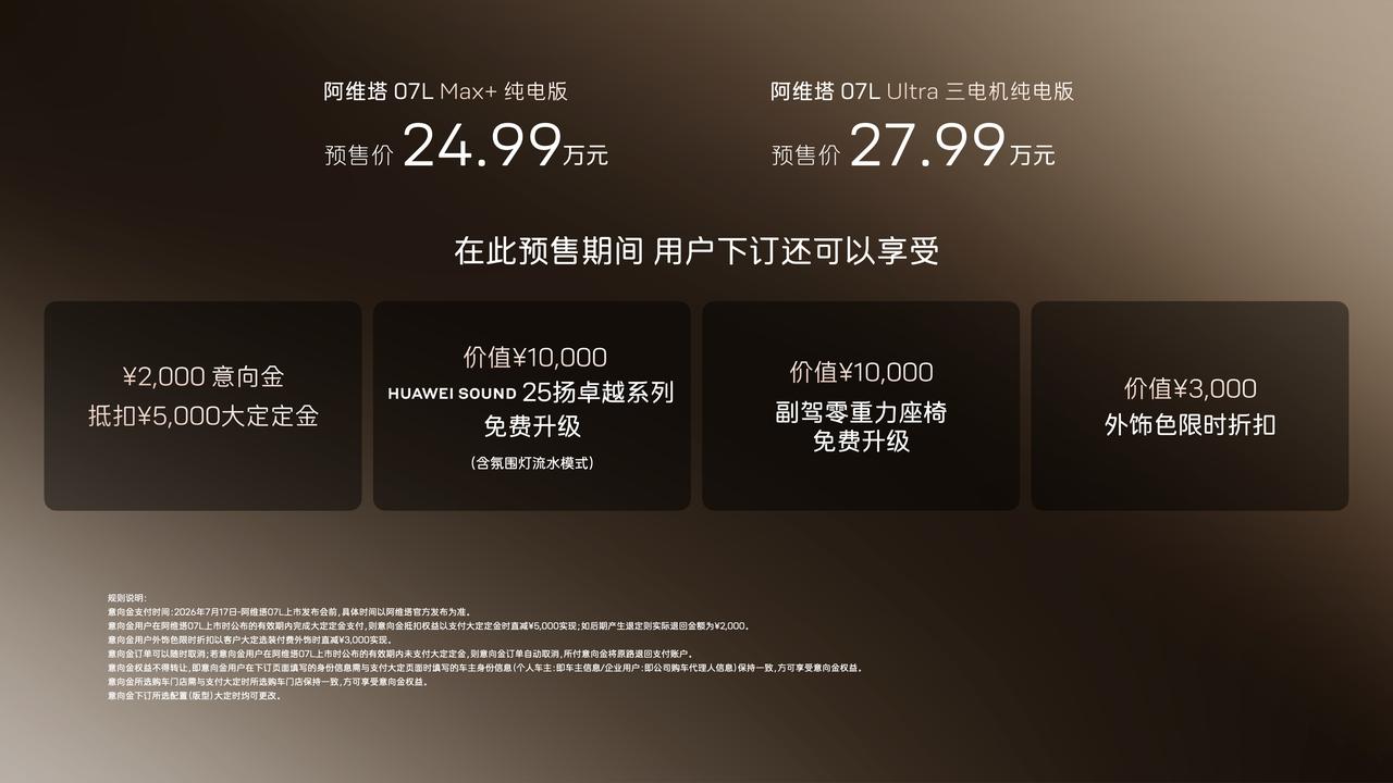 2026年7月17日，阿维塔07L正式开启预售，张凌赫成为阿维塔全球品牌代言人。