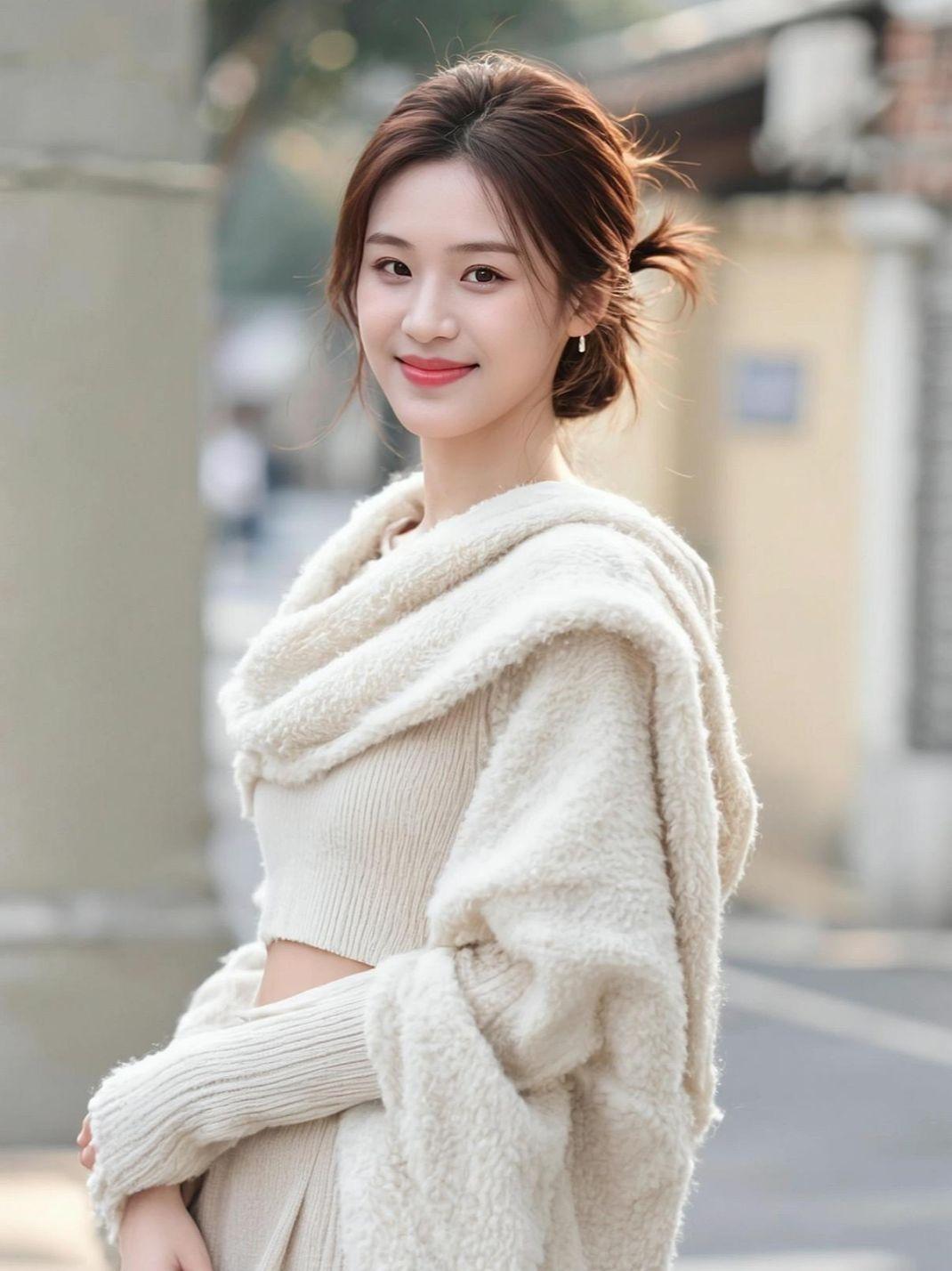 这毛衣是自己会“爬”上身的吗？怎么穿得这么艺术？我每次穿毛衣都像是在和它打架，最