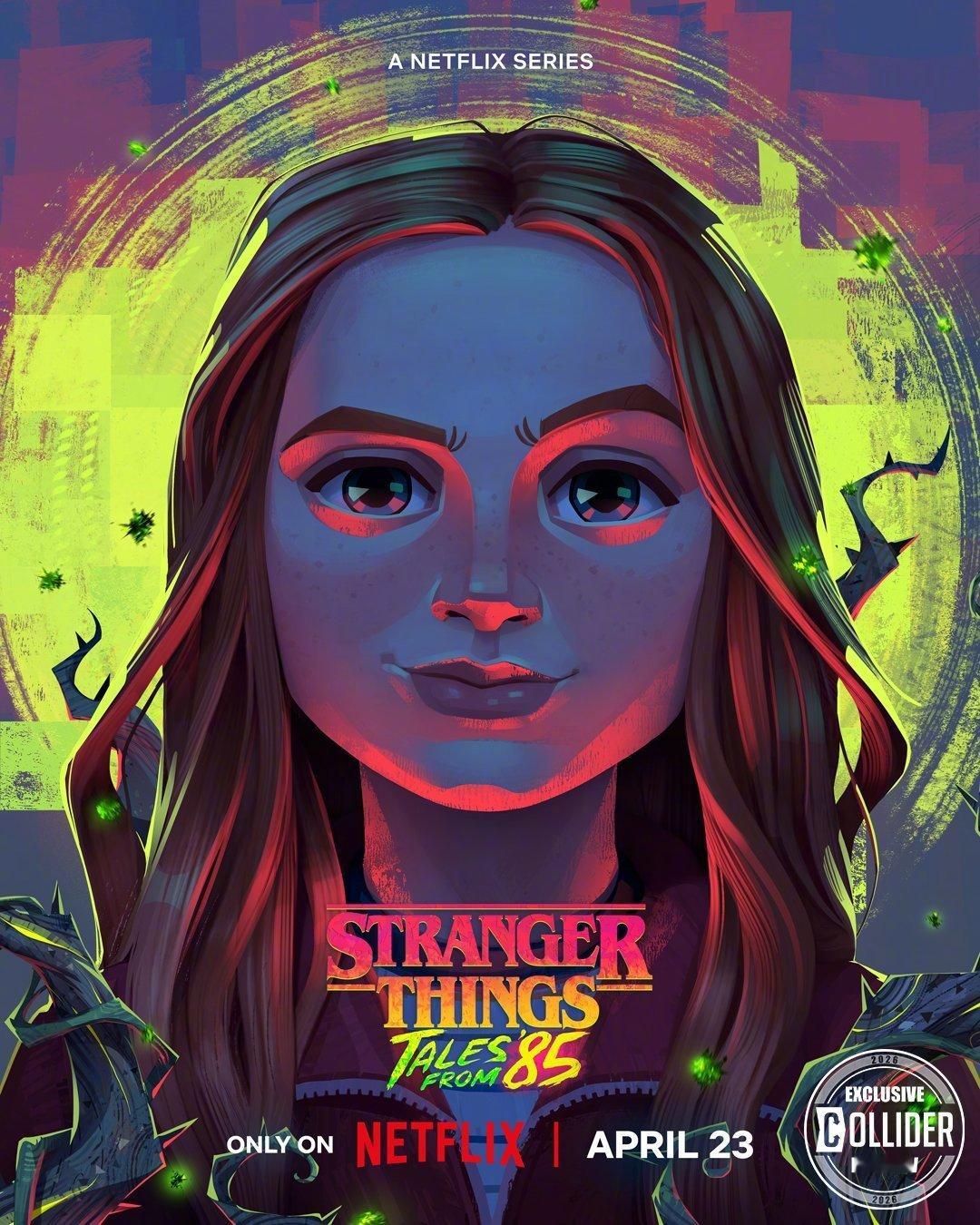 怪奇物语动画剧角色海报《怪奇物语》番外动画剧集《怪奇物语：1985故事集》发布角