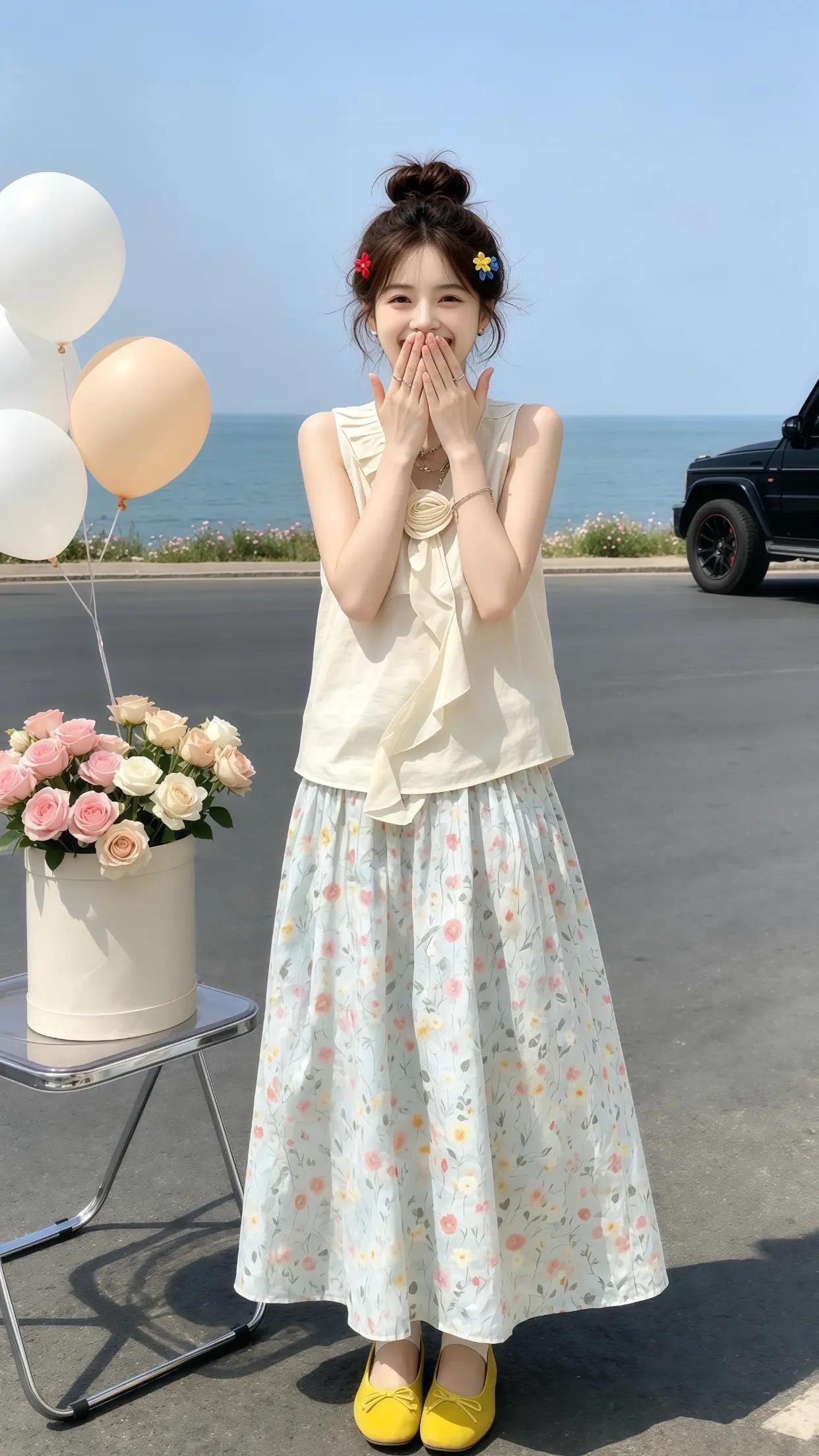 分享夏季韩系穿搭 夏季温柔碎花连衣裙 法式浪漫假日小碎花半身裙 夏季穿搭少女感夏
