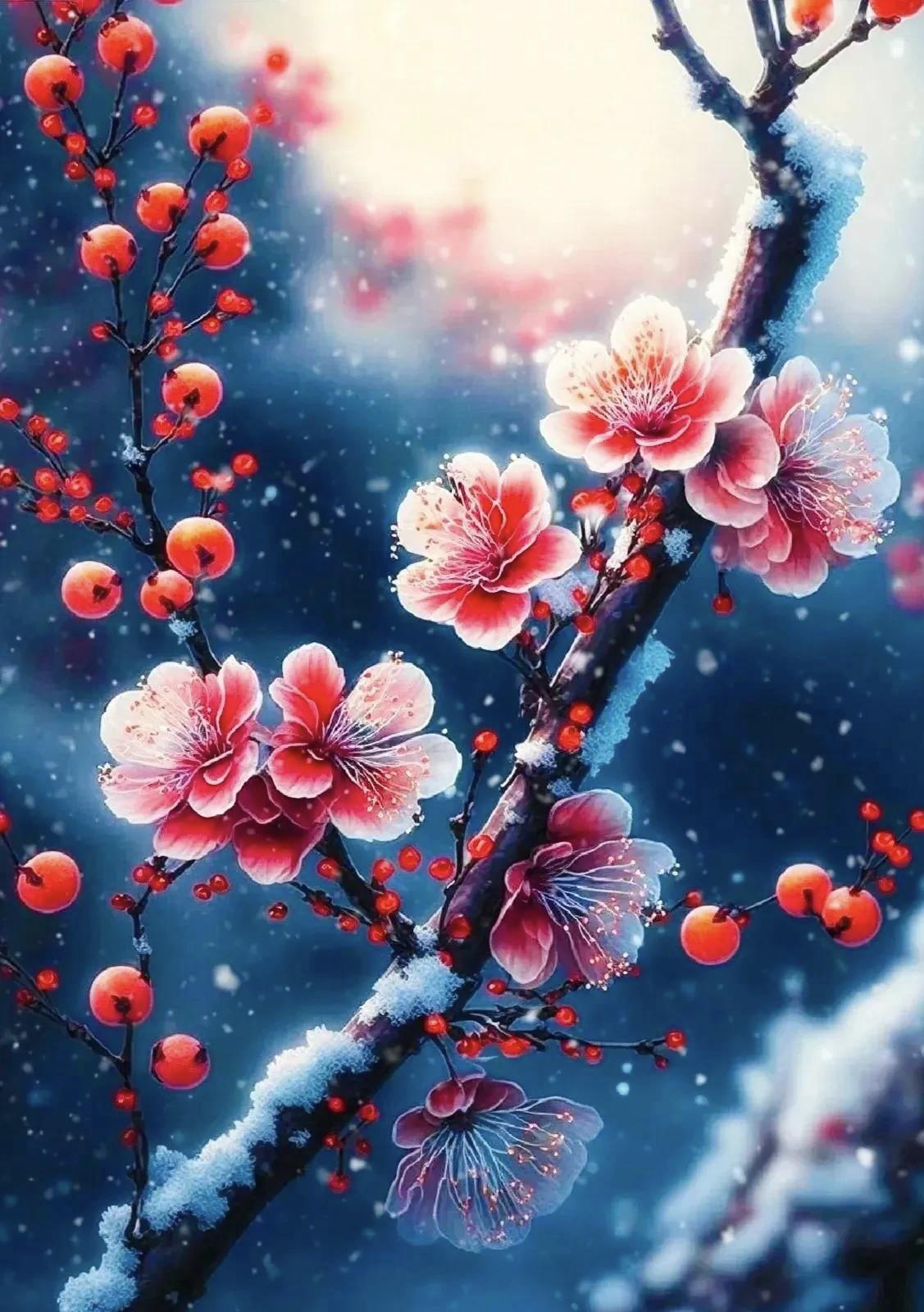 《七律•除夕》
作者：转转看到



灵鹊登枝枝头唱，
寒梅绽蕊蕊芬芳。
岁除欢