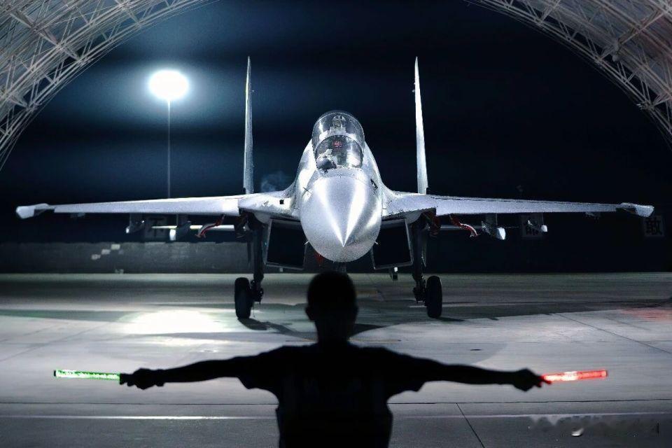 近日，一张由中国人民解放军南部战区空军航空兵某旅飞行员在夜航训练中拍摄的照片引发