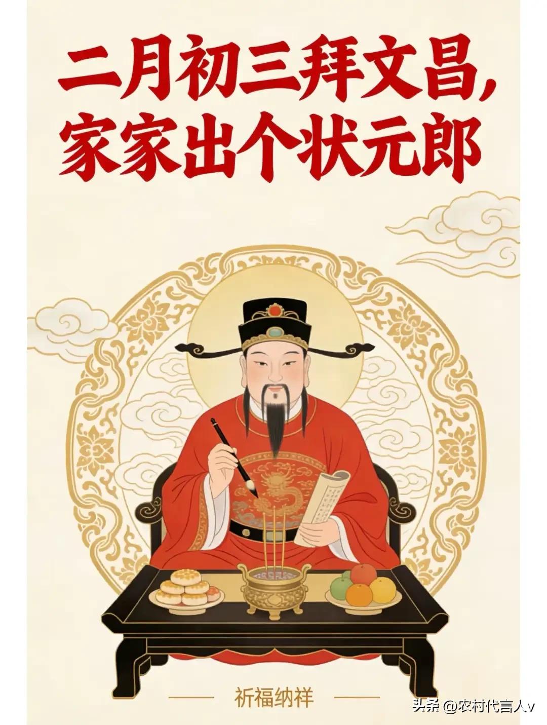 今日二月初三拜文昌，3讲3忌别忘，学业事业节节升。
 
“二月三，拜文昌，提笔有