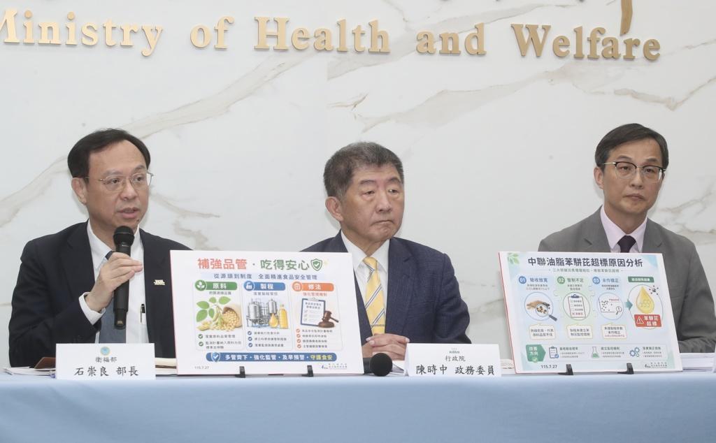 毒油事件民进党派陈时中出来当箭靶？蓝委看穿目的
卫福部门27日公布中联致癌油调查