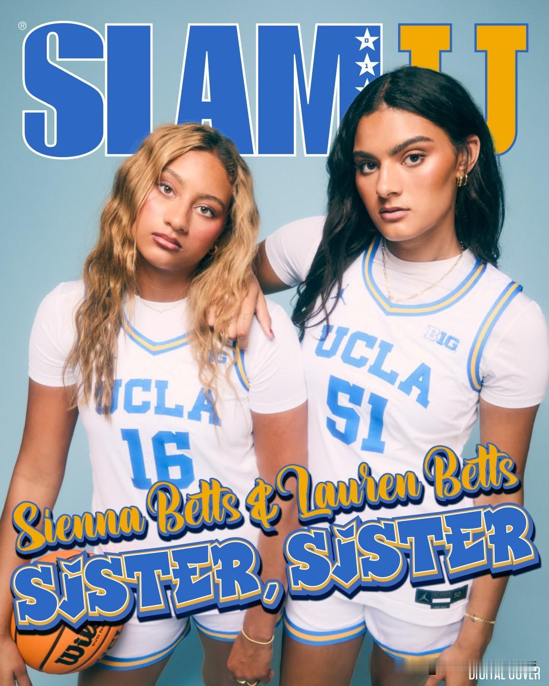 UCLA大四内线Lauren Betts与妹妹新生Sienna Betts一起登