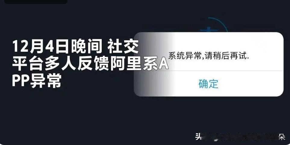 阿里系支付异常动态简报

事件概况

12月4日晚间，多位用户反馈阿里系多款应用