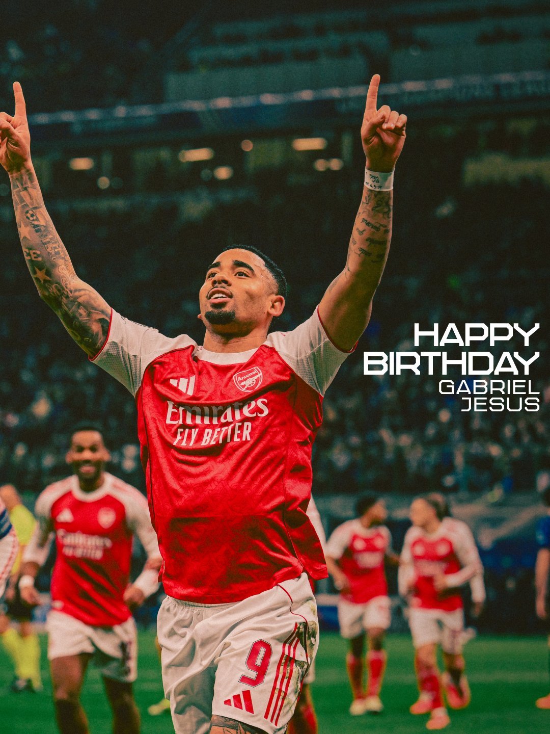 今天是热苏斯29岁生日，祝福他枪手动态 阿森纳 英超联赛