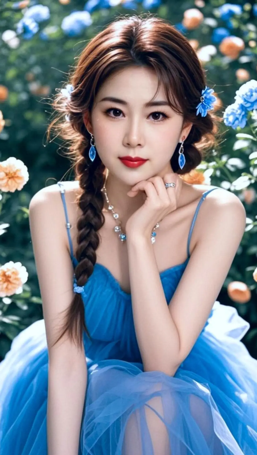 AI蓝纱优雅写真 随变ai随便玩