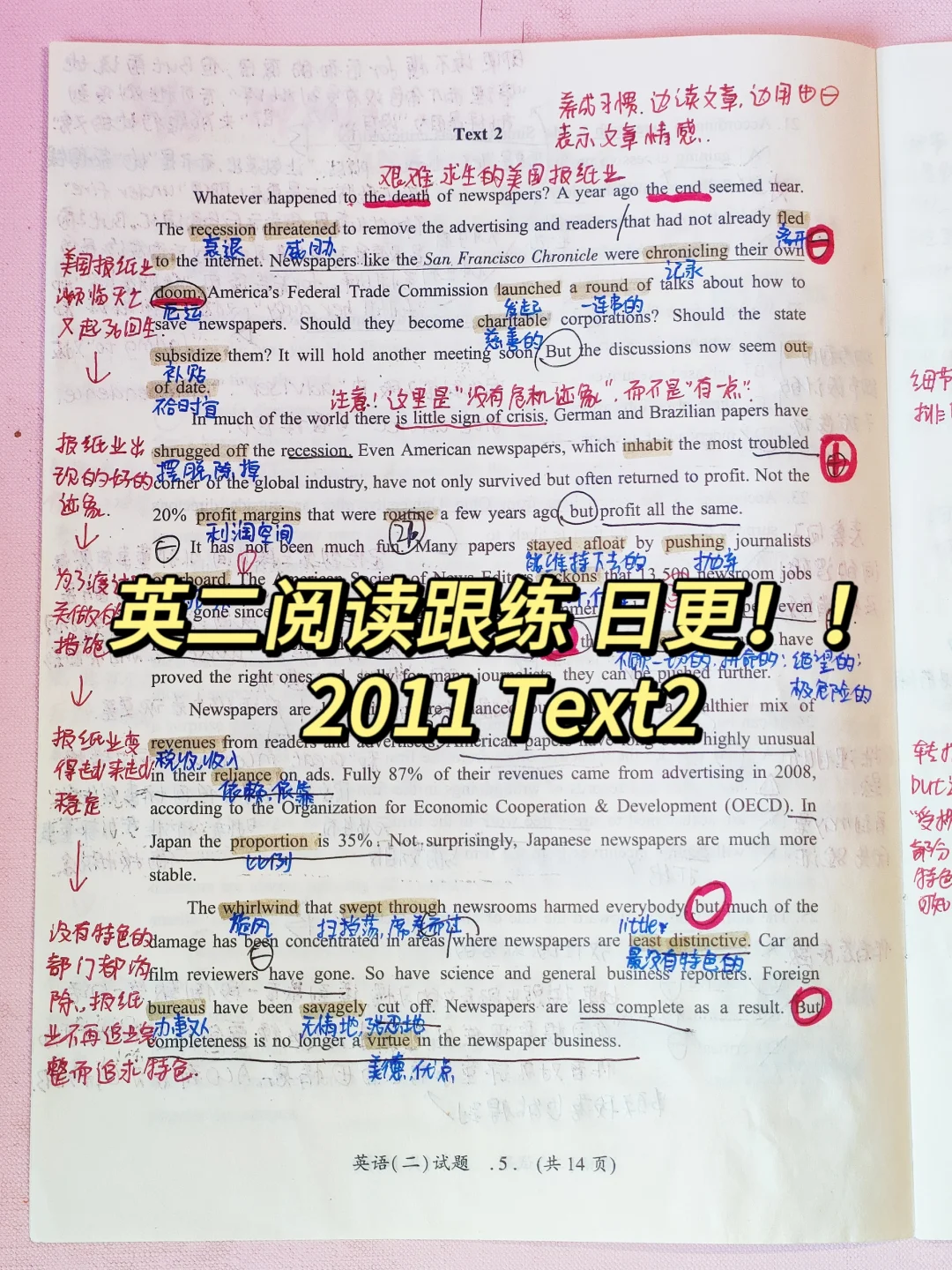英语二88分丨阅读跟练2011Text2❗❗