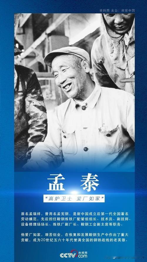 改革开放前，最著名的10位全国劳动模范，你还记得几位？
1、孟泰:鞍钢工人，“高