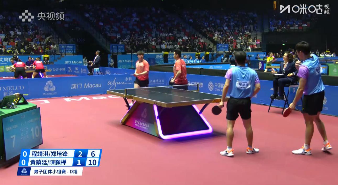 2025大湾区全运会男子团体D组福建1-0香港程靖淇/郑培锋3-1黄镇廷/陈颢桦