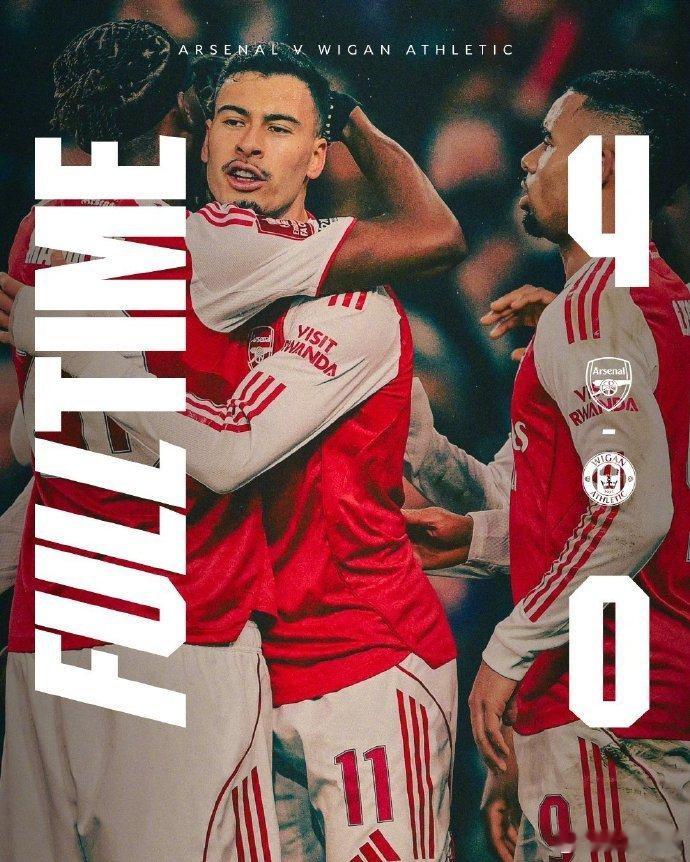 阿森纳晋级足总杯16强半场四球横扫！阿森纳4-0大胜维冈竞技 昂首晋级足总杯16